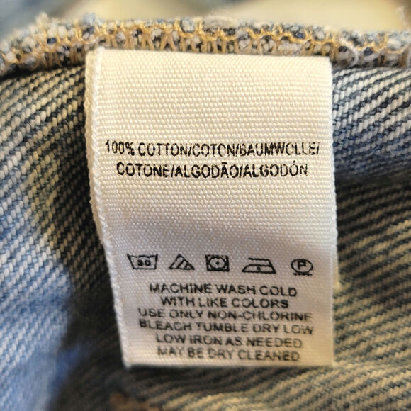 Free People We The Free Suzanne Distressed Blue Denim Skirt A Line Midi Size 30 - Picture 11 of 13